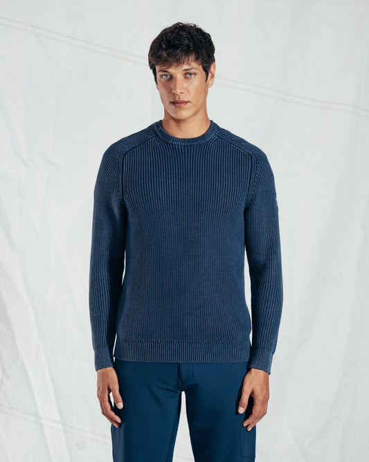 Organic Salted Crew Knit - Navy Blue