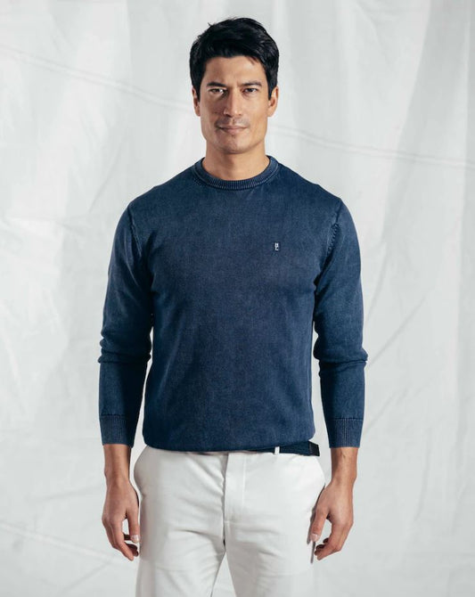 Organic Salted Crew Knit - Navy Blue