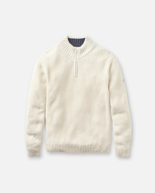 Golant Quarter Zip Ribbed Knit - Ecru White
