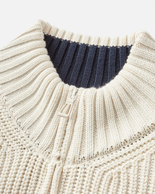 Golant Quarter Zip Ribbed Knit - Ecru White