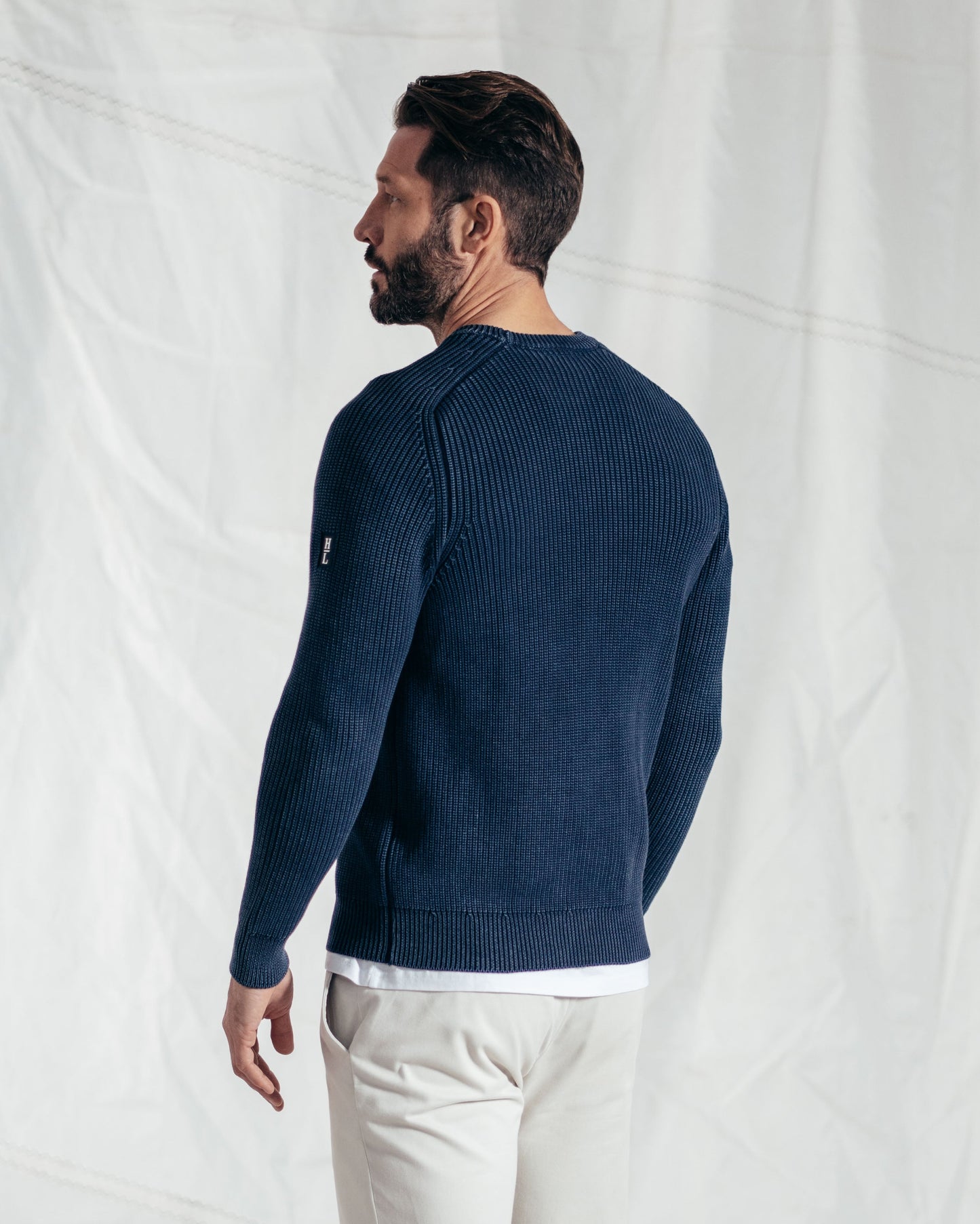 Organic Fisherman's Crew Knit - Navy Blue